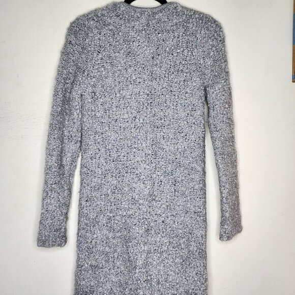 Silvia Novelli Gray Mohair Wool Blend Boucle Texture Longline Full Zip Cardigan - Picture 8 of 9